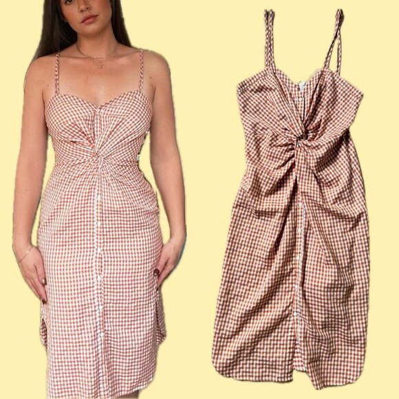 Zara Gingham Summer Picnic Midi Dress | Cottagecore - Picture 1 of 6